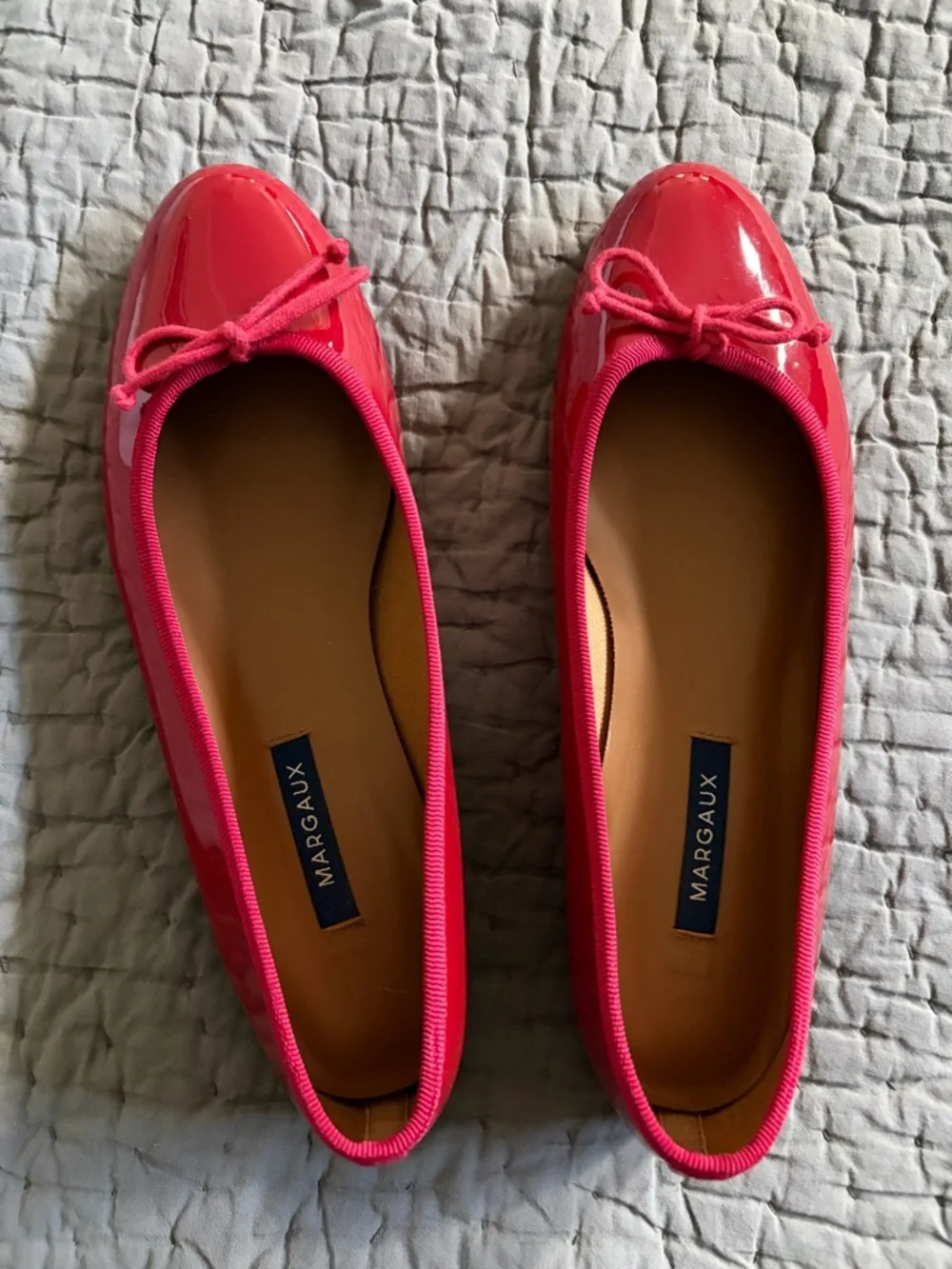 Margaux Patent Ballet Flats in Bright Red with Bow - Picture 1 of 6
